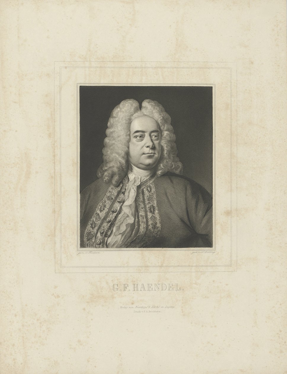 صورة الملحن جورج فريدريش هانديل 1685-1759 ، ج. 1840. بواسطة Breitkopf وهارتل