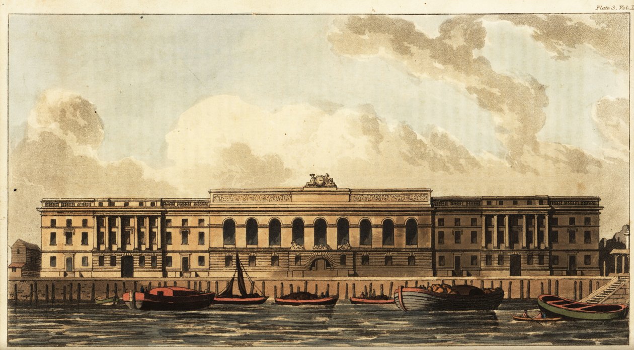 The New Custom House on the River Thames ، لندن بواسطة المدرسة البريطانية