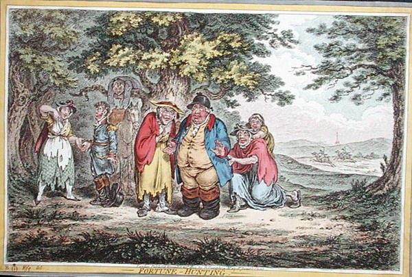 صيد الحظ ، محفور بواسطة جيمس جيلراي (1757-1815) نشرته هانا همفري عام 1804 (نقش ملون يدويًا) بواسطة براونلو (بعد) الشمال
