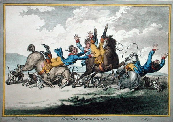 كلاب الصيد رميها ، محفور بواسطة جيمس جيلراي (1756-1815) نشرته هانا همفري في عام 1800 (حفر ملون يدويًا) (انظر أيضًا 191238) بواسطة براونلو (بعد) الشمال