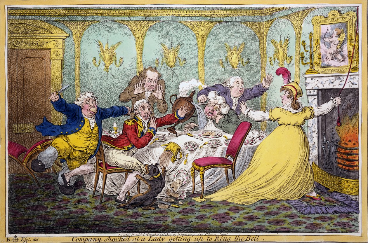 صدمت الشركة على سيدة تستيقظ على رينج بيل ، الحانة. همفري ، لندن ، 1804 (نقش يدوي) بواسطة براونلو الشمالية
