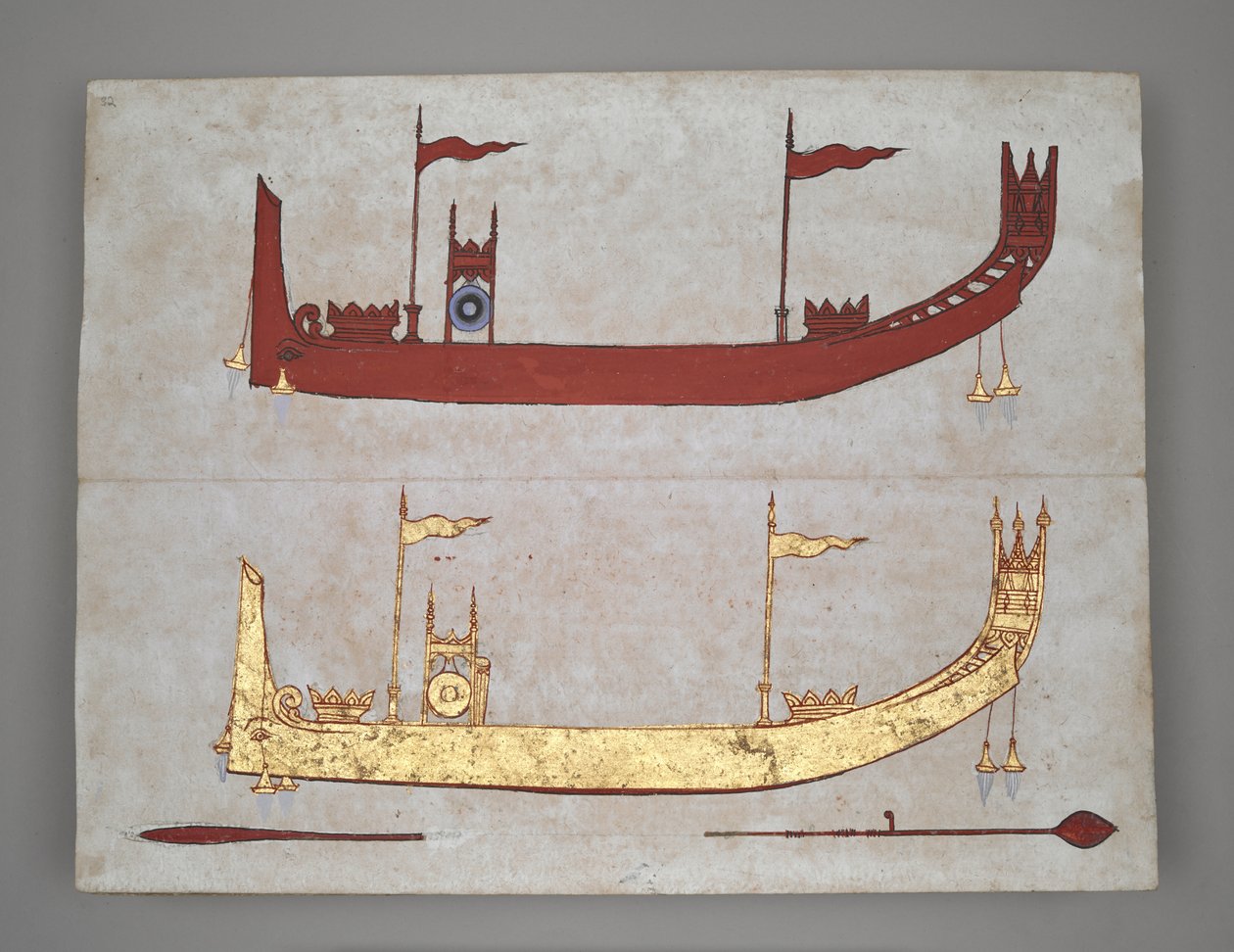 Or 14005 Royal Barges and Boats (الحبر واللون والذهبي على ورق) بواسطة المدرسة البورمية
