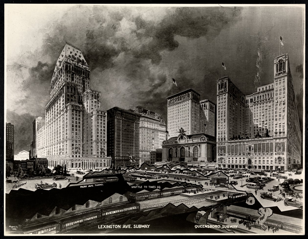 صورة فوتوغرافية لرسم طرق مترو الأنفاق حول ساحة بيرشينج بواسطة H. Bierdermann ، 1919 (طباعة الجيلاتين الفضي) بواسطة شركة بايرون