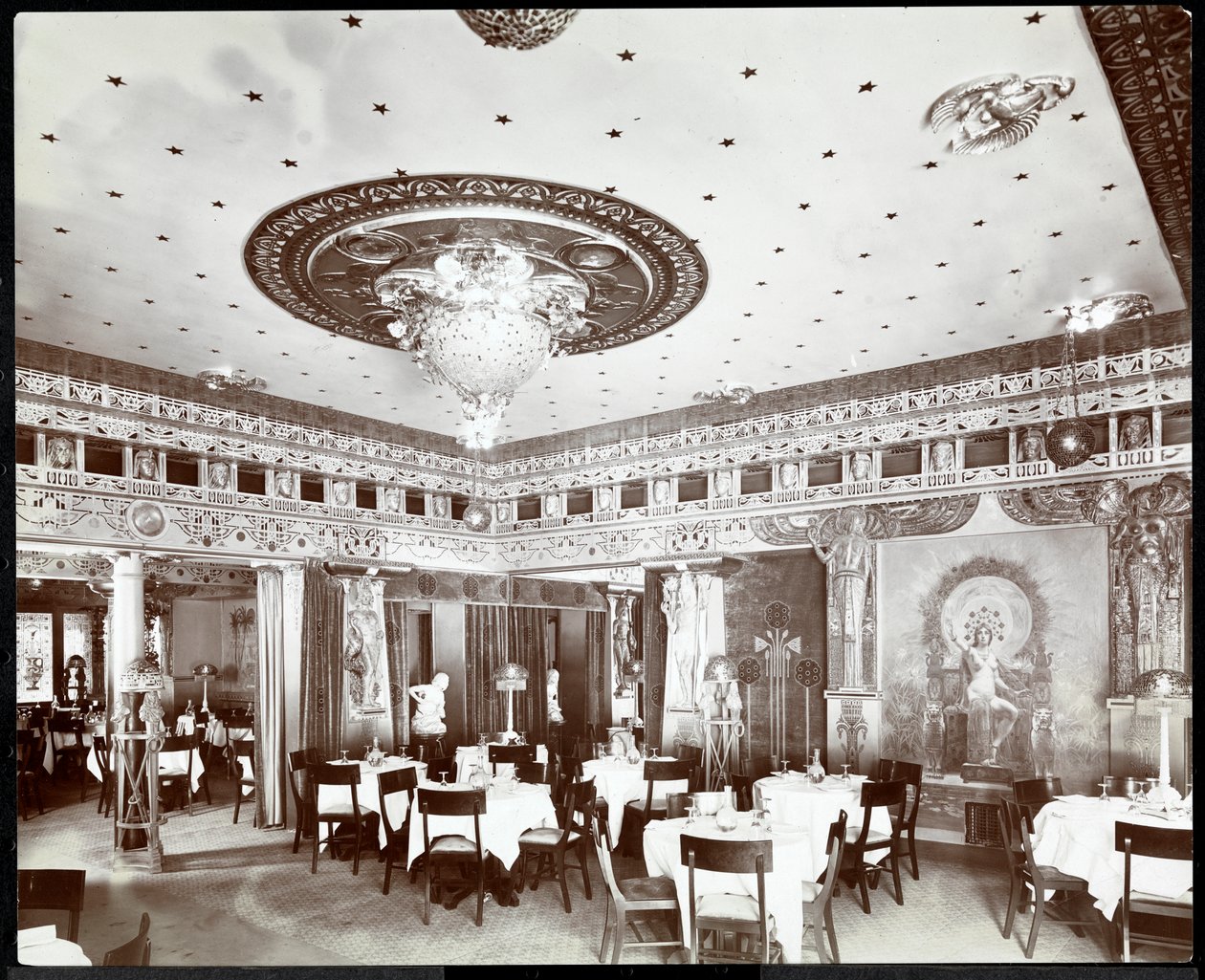 مطعم فندق مورايس ، 1908 (طبعة جيلاتين فضية) بواسطة شركة بايرون