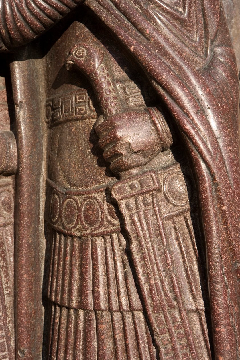 تفاصيل من صورة أربعة رؤوس ثلاثية ، c.300 (حجر السمّاق) بواسطة البيزنطية