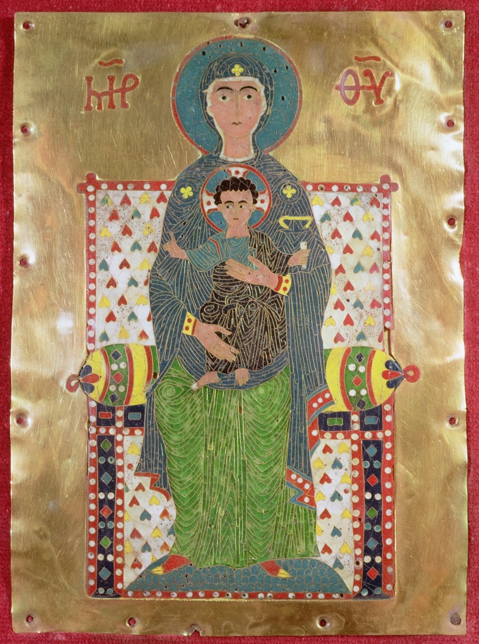 عذراء وطفل محاصر (مينا ذهب ومصوغة بطريقة cloisonne) بواسطة البيزنطية