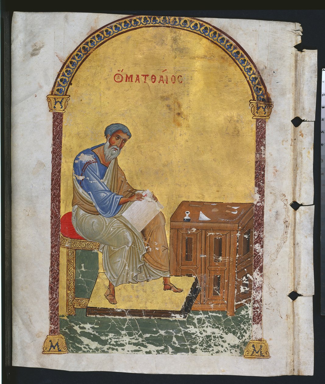 ورقة من كتاب مع سانت ماثيو ، 1057-1063 بواسطة البيزنطية