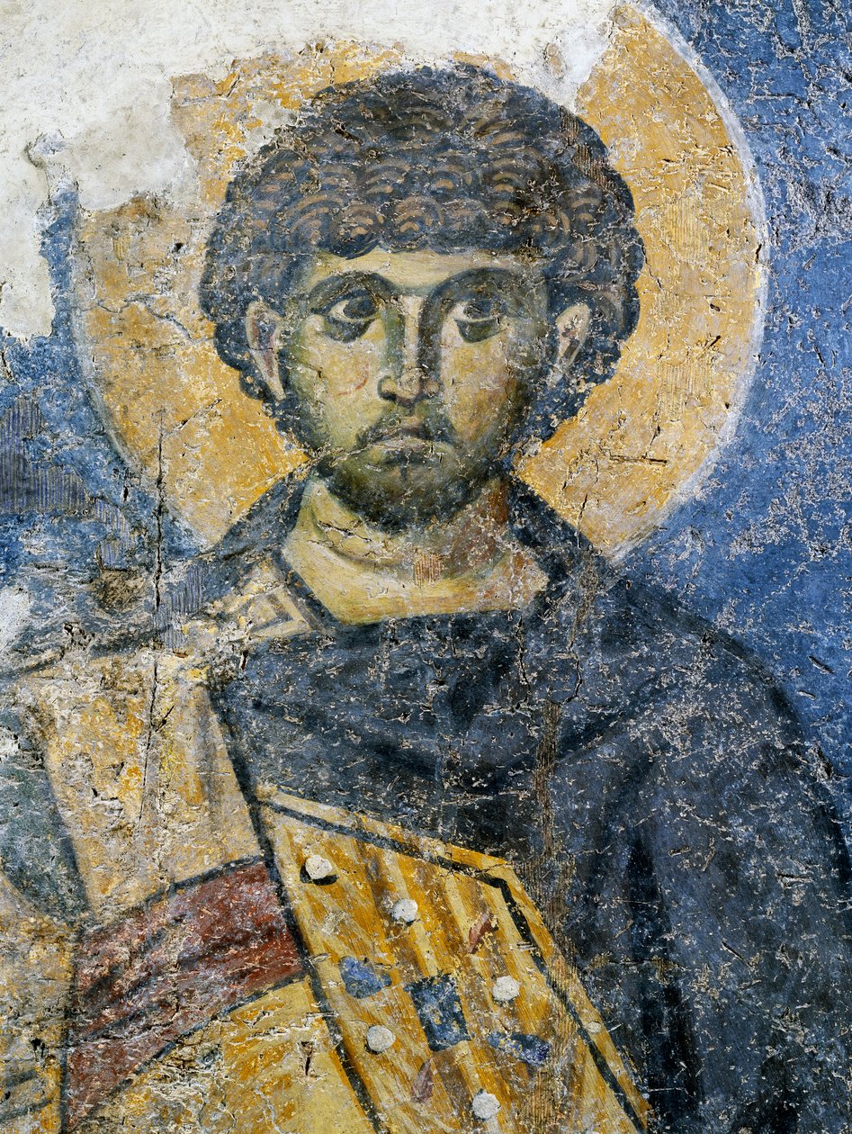 مرقوريوس القيصري ، جزء من لوحة جدارية من القديسة مريم في القسطنطينية (مسجد أودالار حاليًا) ، اسطنبول ، تركيا. الحضارة البيزنطية بواسطة البيزنطية