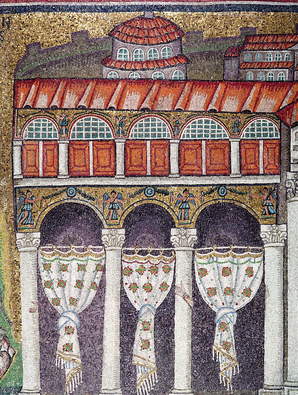 الجناح الأيسر من Palazzo di Teodorico ، 527-99 (فسيفساء) (تفاصيل 224988) بواسطة المدرسة البيزنطية