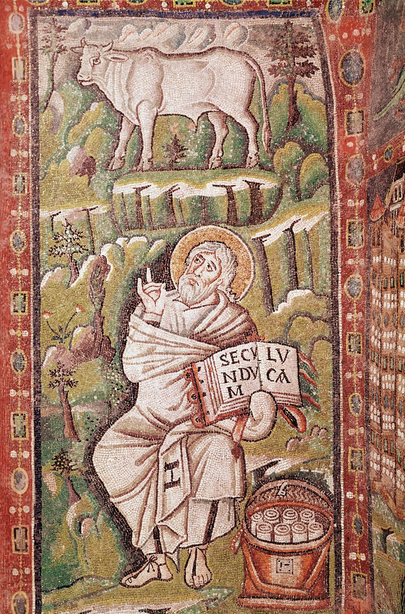 Luke the evangelist (mosaic detail, 6th Century) بواسطة المدرسة البيزنطية