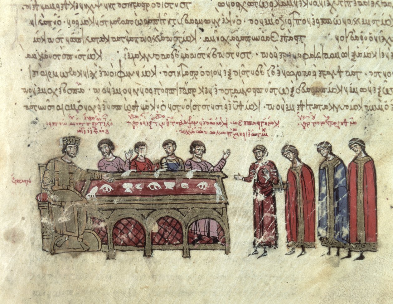 MMS Vitr. 26-7 تنبؤات حول الإمبراطور مايكل الثاني (820-829) من الفصل الثالث من مدريد Skylitzes (ورق) بواسطة المدرسة البيزنطية