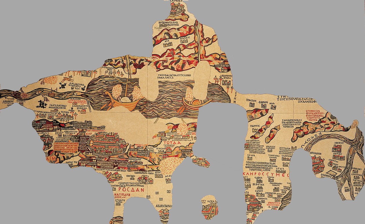 Map، مادبا، الأردن (فسيفساء) بواسطة المدرسة البيزنطية