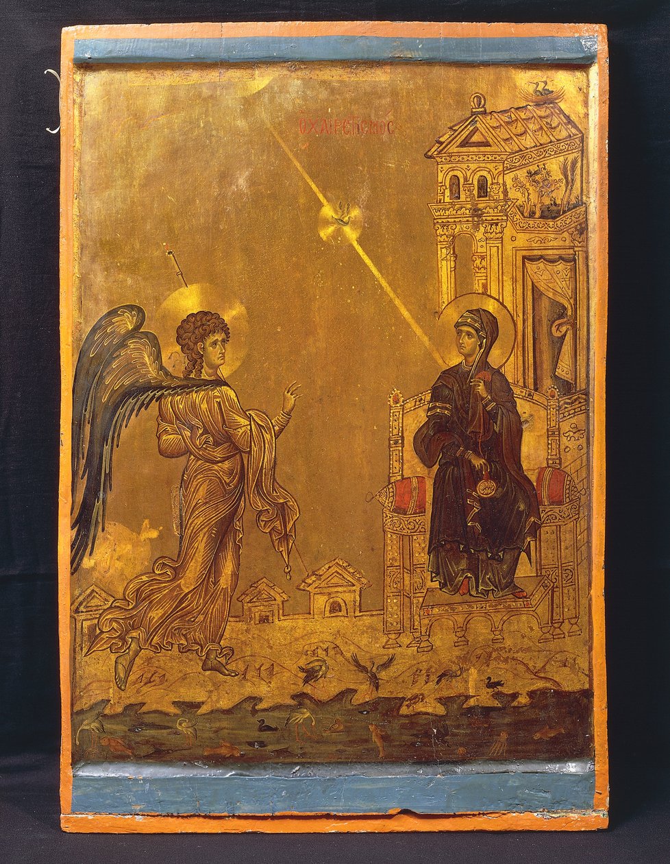 The Annunciation (tempera on panel) بواسطة المدرسة البيزنطية