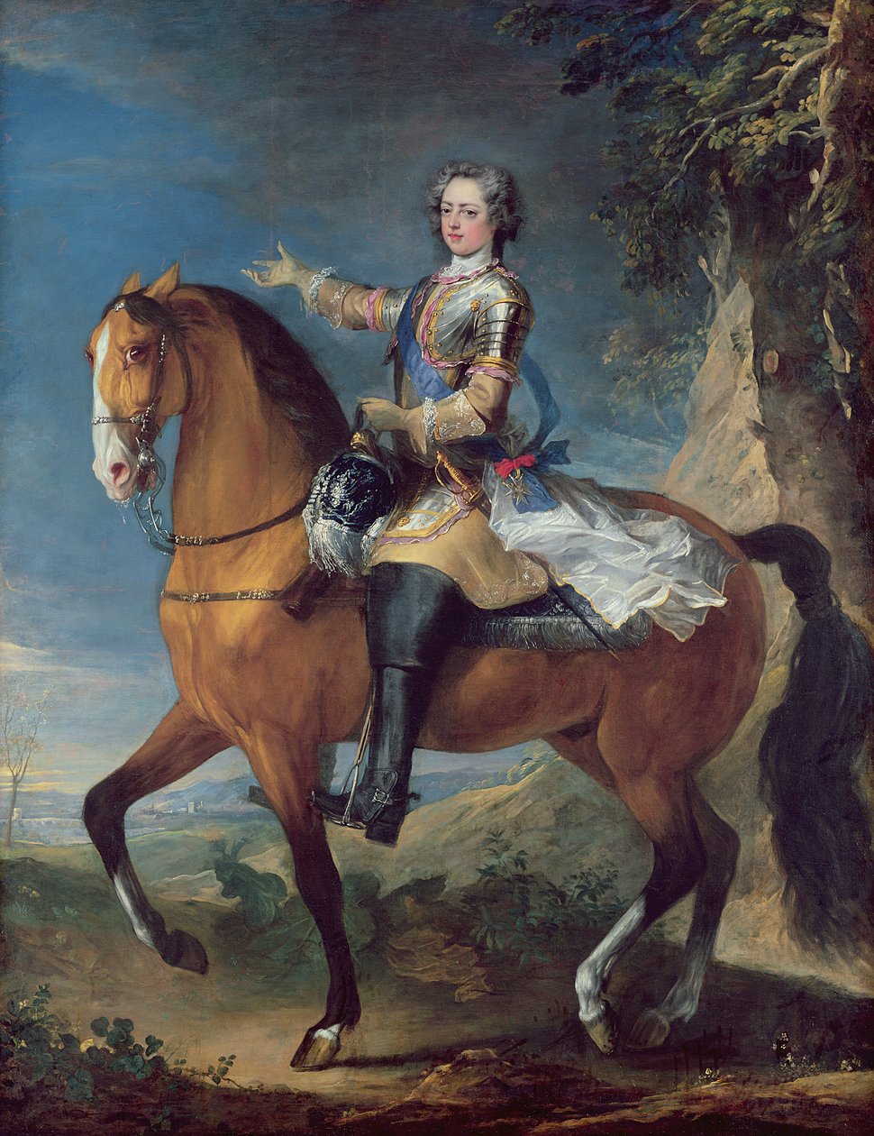 صورة الفروسية لويس الخامس عشر (1710-1774) في سن الثالثة عشرة ، 1723 بواسطة جيم وفان لو ، JB Parrocel