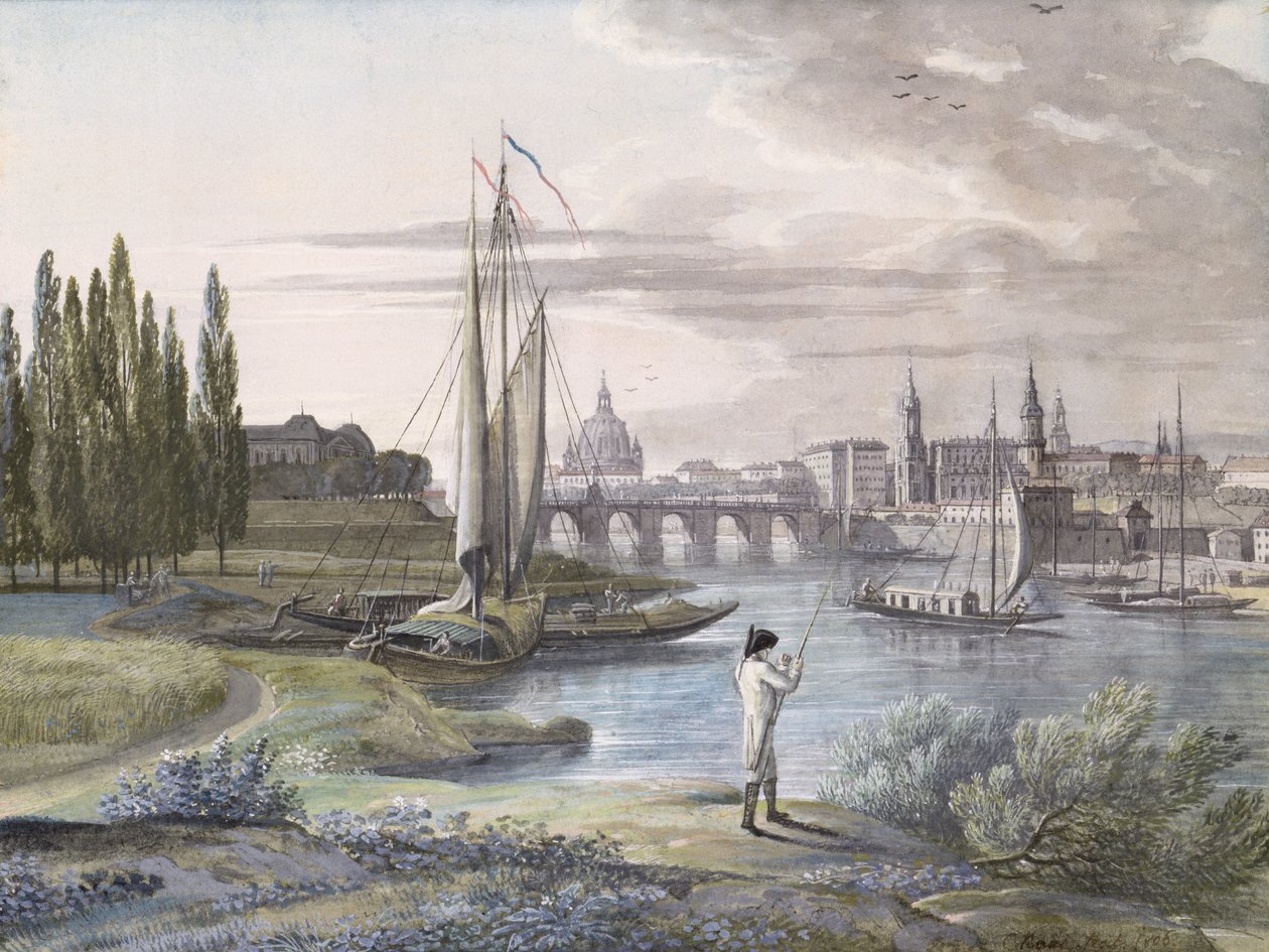 منظر دريسدن ونهر إلبه ، 1806 (مرحاض على ورق) بواسطة C. رويس