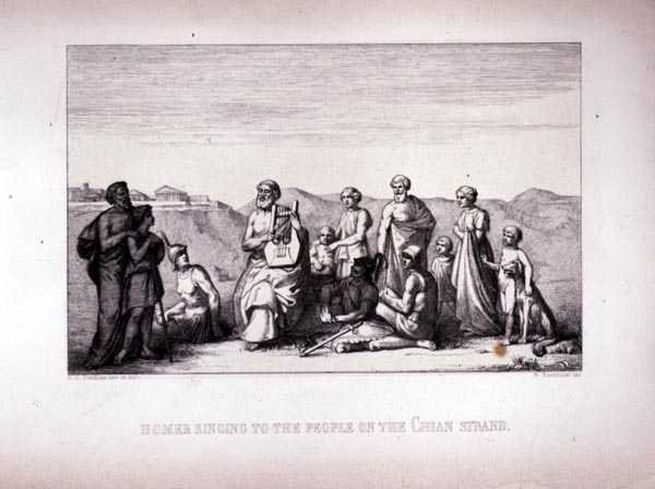 هوميروس الغناء للناس على حبلا Chian ، نقشها B.Blloccini ، 1849 بواسطة CC بيركنز