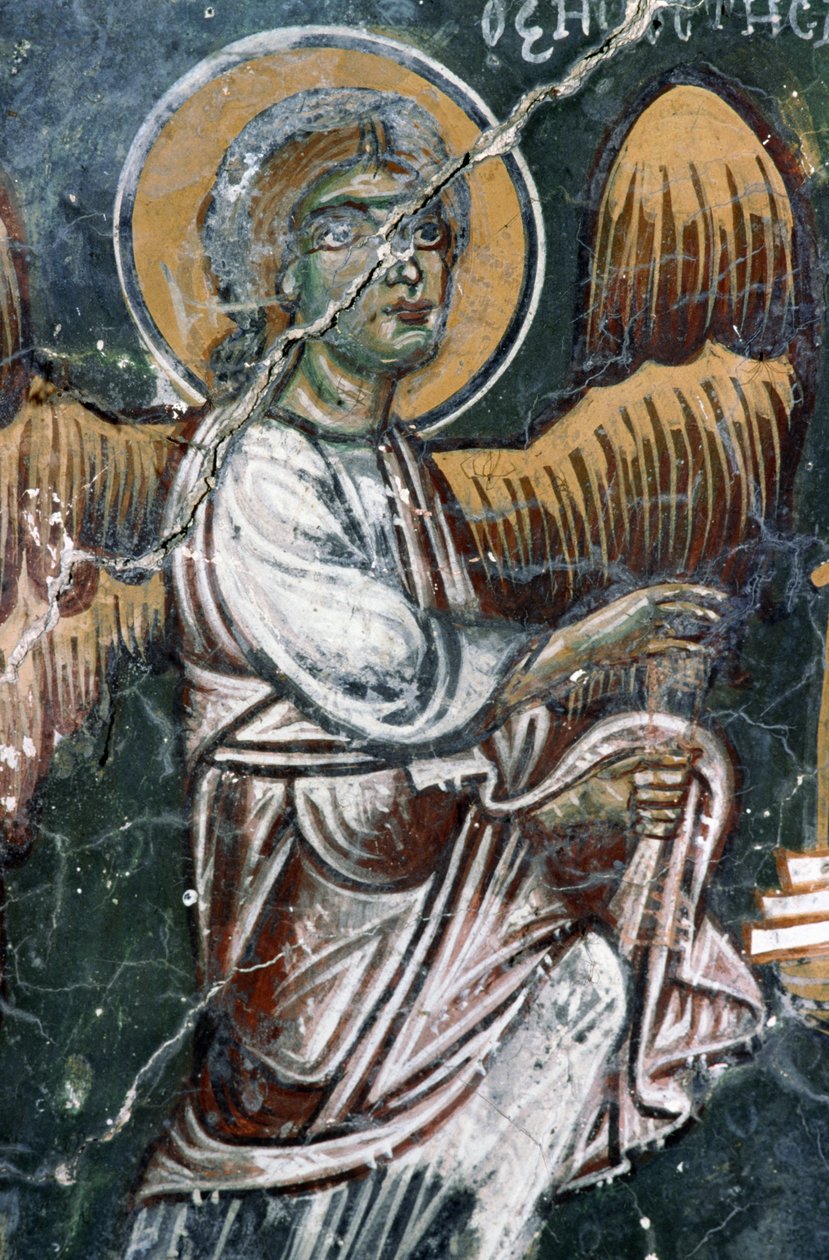 Angel, detail of painted vault of the church of Agios Georgios, Mourne, Crete, Greece (photo) بواسطة جي بي وبراون جيه وروبوتام