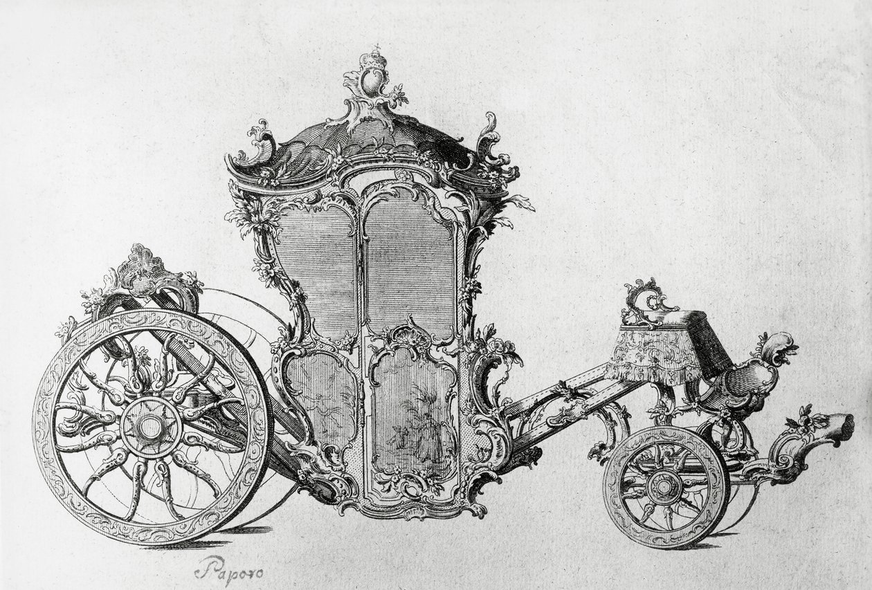 Design for rococo carriage, engraving بواسطة جي بي وبراون جيه وروبوتام