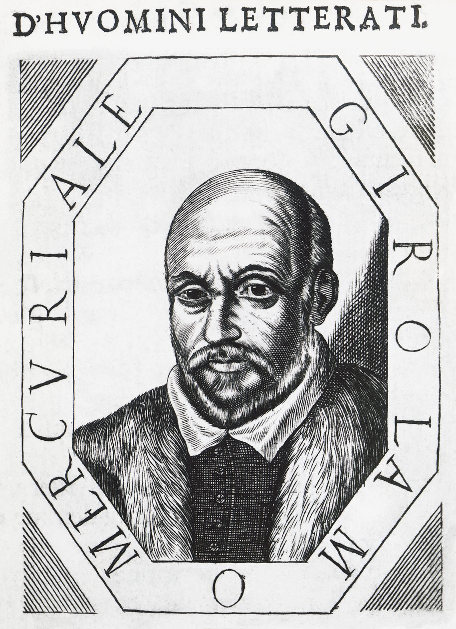 Portrait of Girolamo Mercuriale (1530-1606), Italian physician and philosopher, ink drawing بواسطة جي بي وبراون جيه وروبوتام