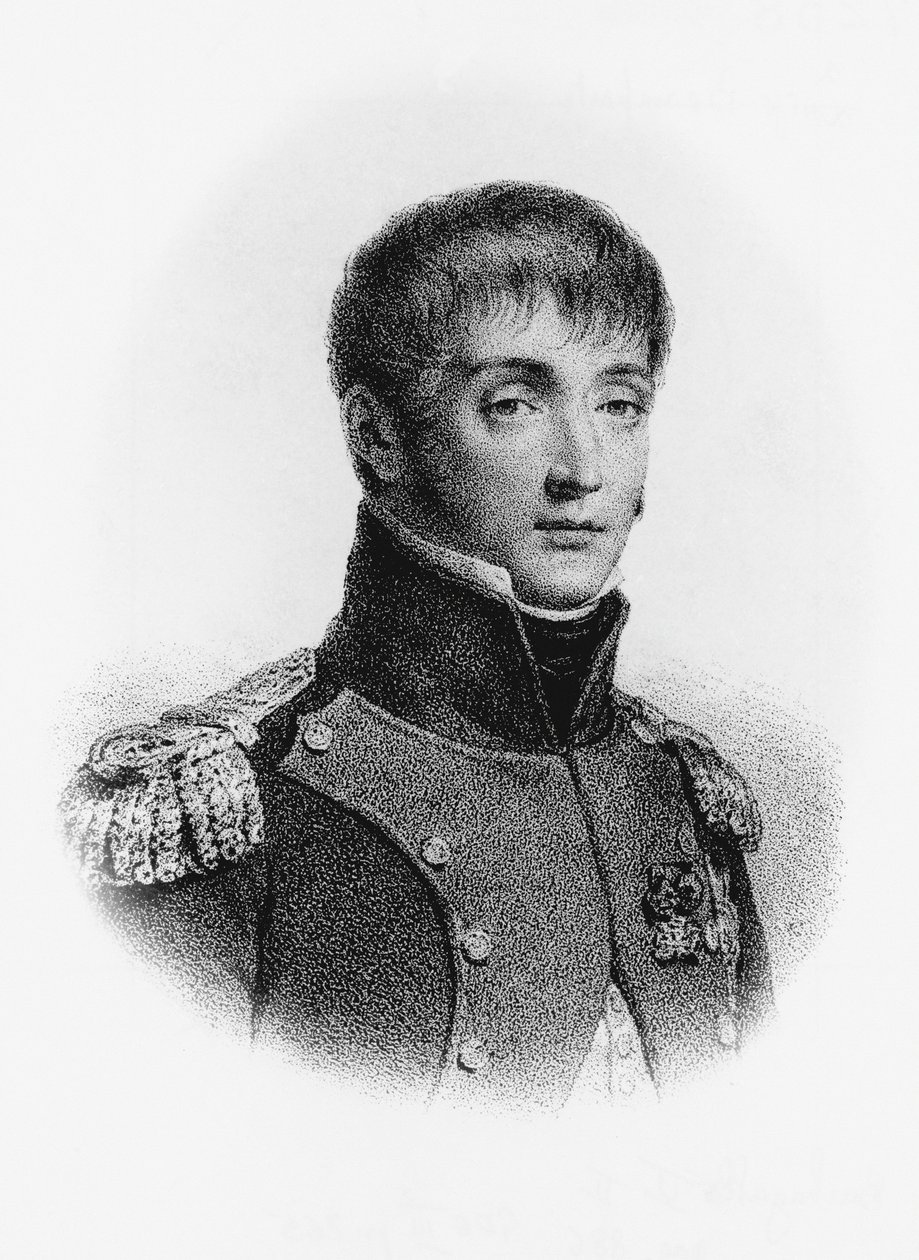 Portrait of Louis Bonaparte (1778-1846), French soldier and King of Holland from 1806 to 1810, engraving بواسطة جي بي وبراون جيه وروبوتام