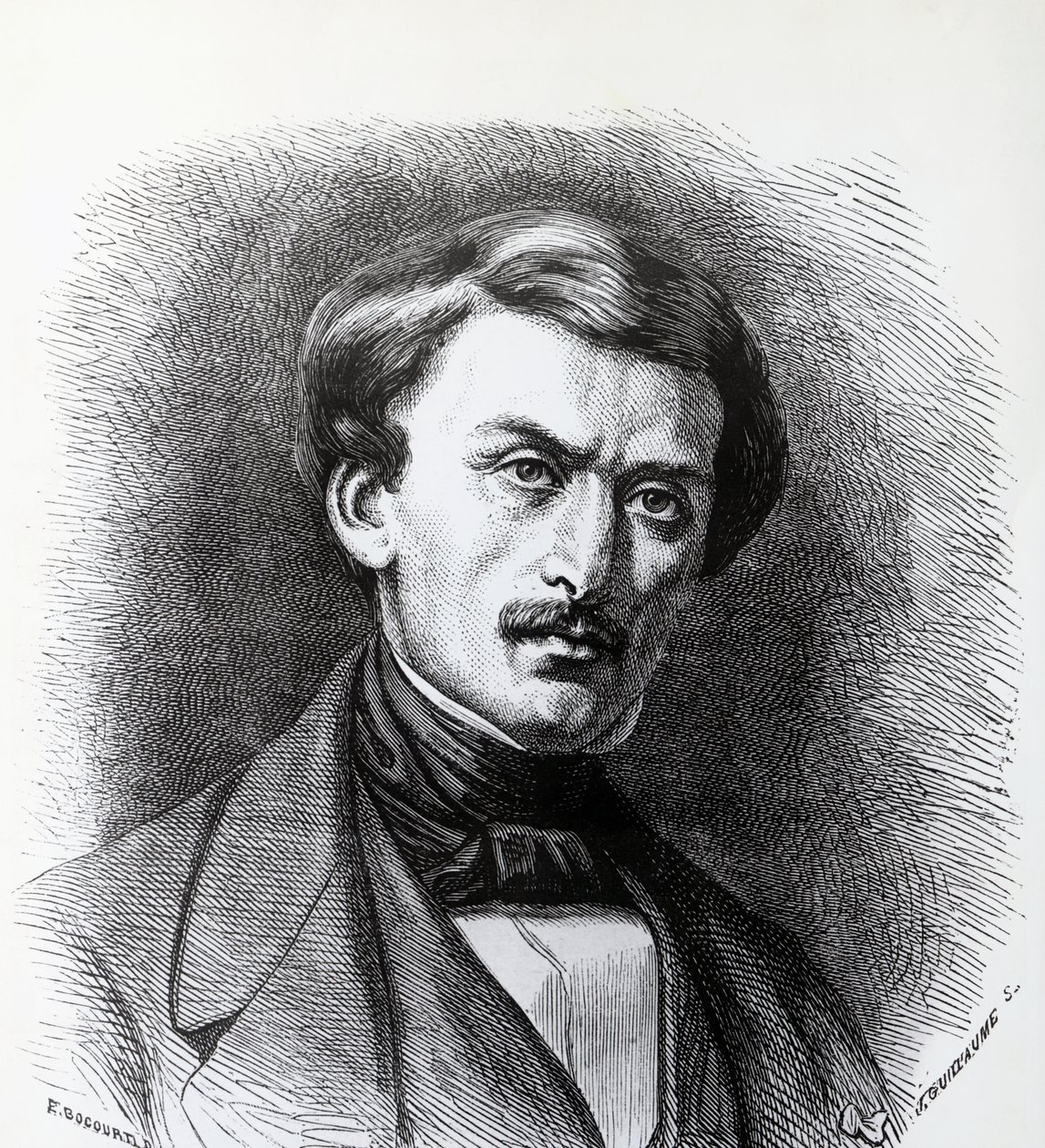 Portrait of Paul-Emile Botta (1802-1870), Italian-born French archaeologist, engraving France بواسطة جي بي وبراون جيه وروبوتام