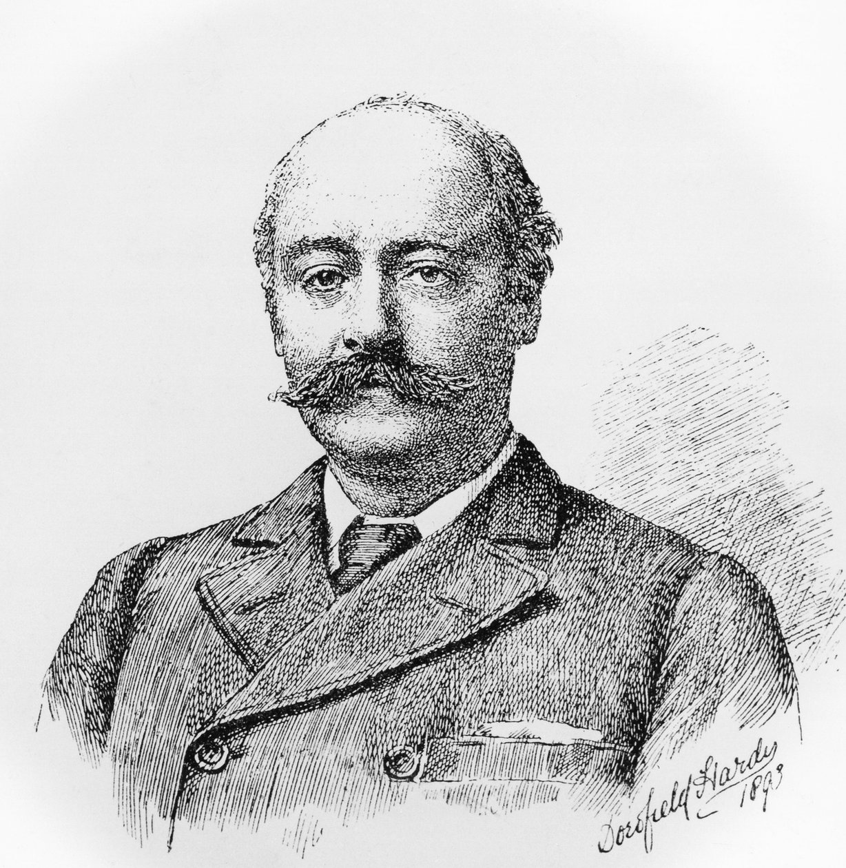 Portrait of Sir Charles Hubert Hastings Parry (1848-1918), English composer, teacher and historian of music, engraving after drawing by Dorofield Hardy (1853-1937) بواسطة جي بي وبراون جيه وروبوتام