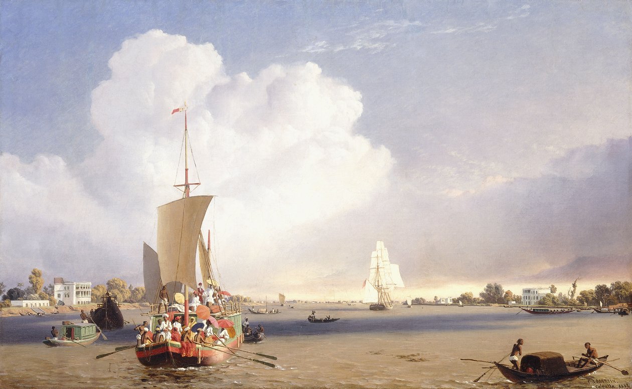 الشحن على نهر هوغلي ، كلكتا ، 1852 بواسطة سي جيه مارتن