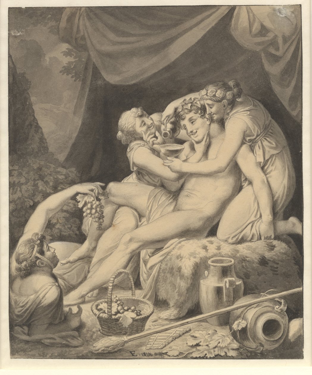 Bacchus med tre bacchantinder بواسطة كريستوفر فيلهلم إكرسبيرج