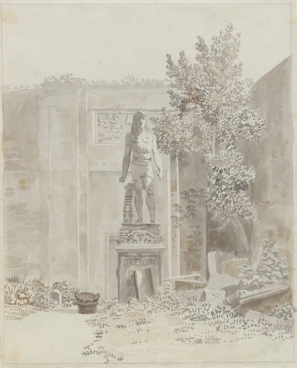 تمثال روماني قديم على الطراز المصري ، ويفترض أن يكون في حديقة Palazzo Barberini بواسطة كريستوفر فيلهلم إكرسبيرج
