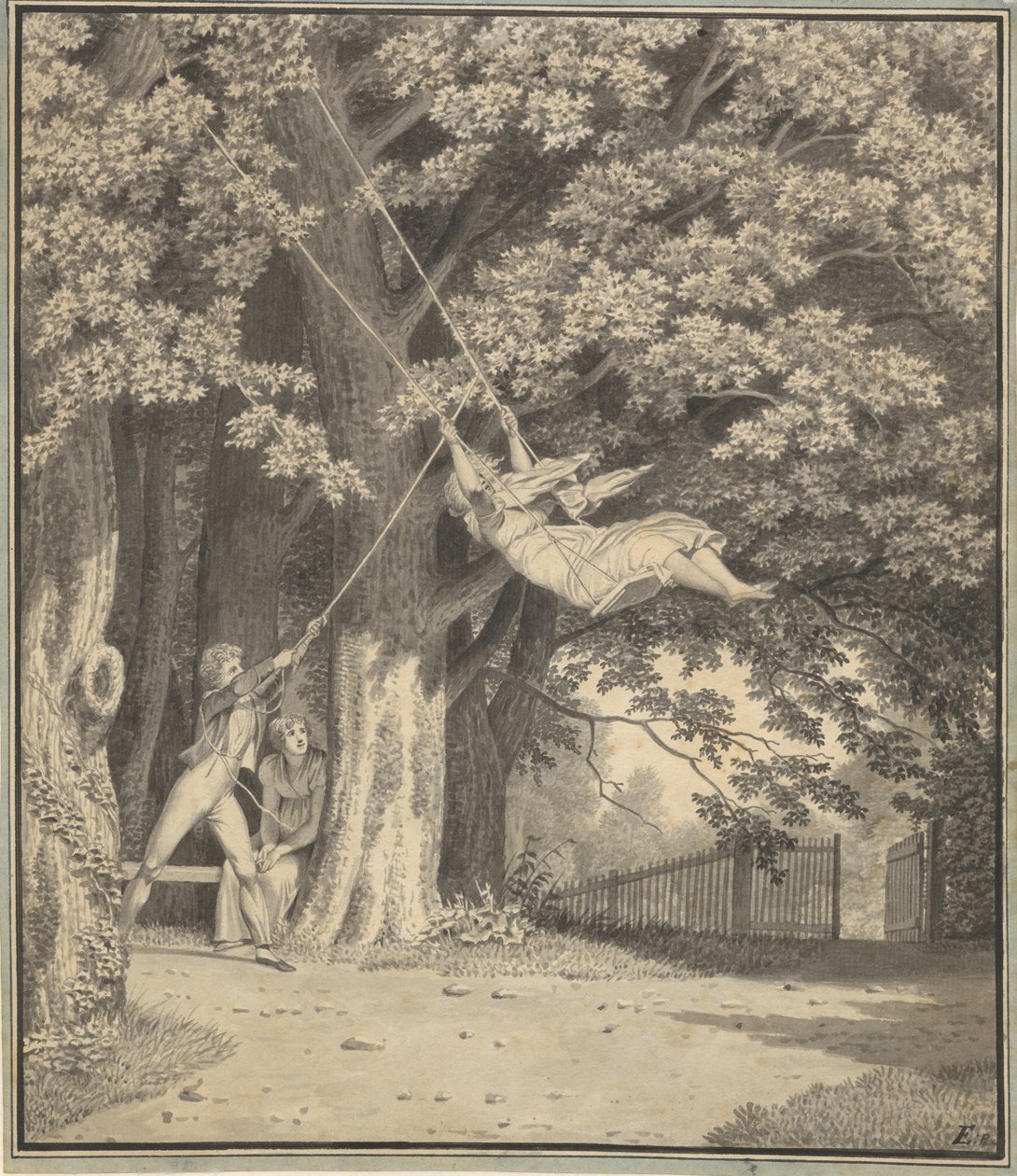 The Woodlands بواسطة Skjoldnæsholm مع شاب يتأرجح لفتاة صغيرة بواسطة كريستوفر فيلهلم إكرسبيرج