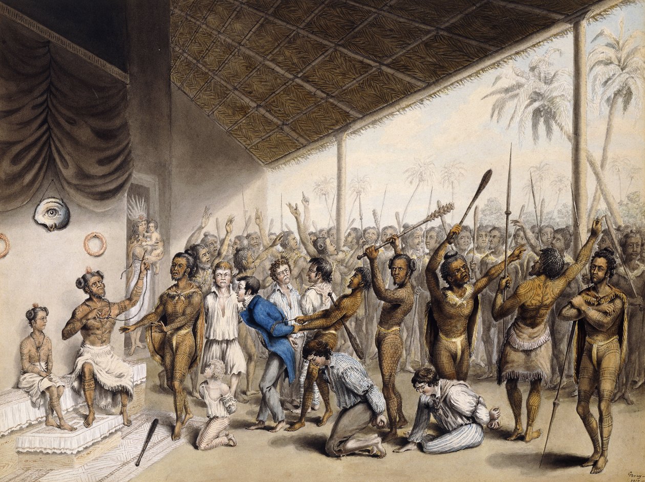 رئيس أصلي يأمر الأوروبيين بالإعدام ، 1817 بواسطة جيم براي