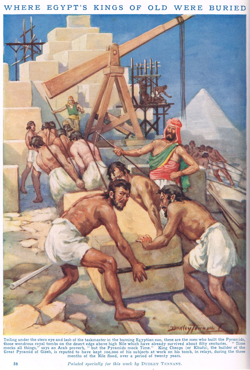 مكان دفن ملوك مصر القدامى ، رسم توضيحي من كتاب المعرفة المصور لنيوز (اللون الليثو) بواسطة جيم دودلي تينانت