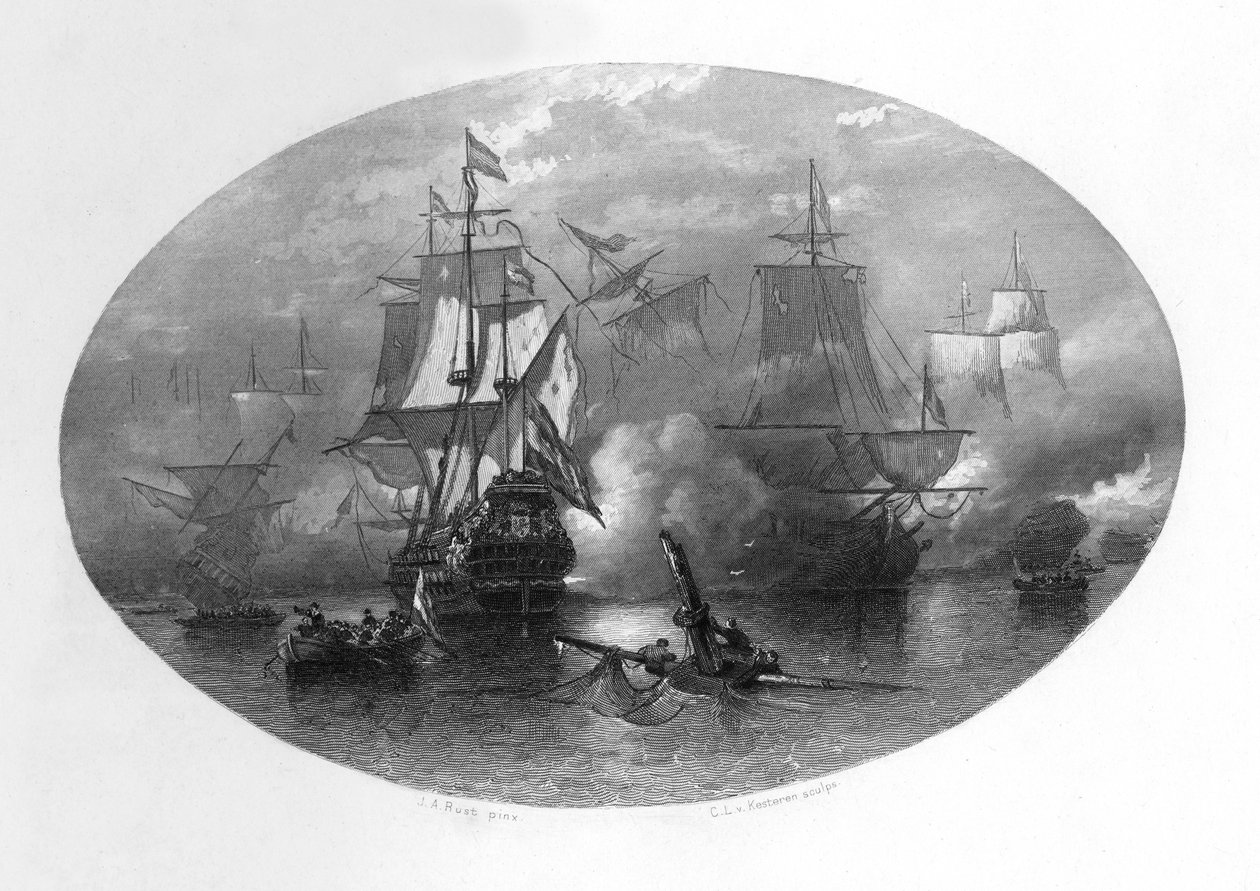 المعركة البحرية لخليج سول ، 1672 ، c1870 بواسطة دومينيكو ديل باربيير