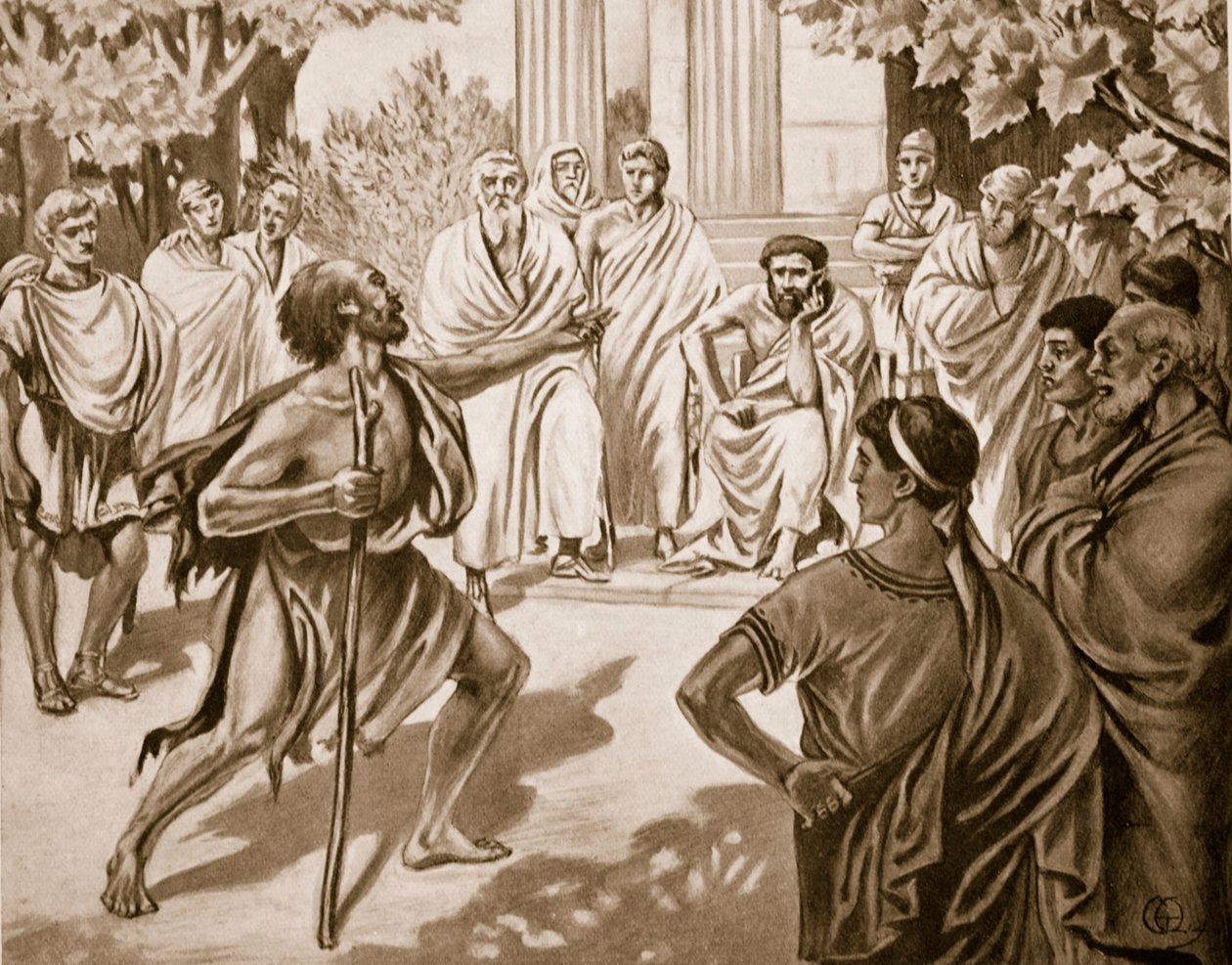 Diogenes و Plato ، توضيح من تاريخ هاتشينسون للأمم ، 1915 بواسطة تيتوس