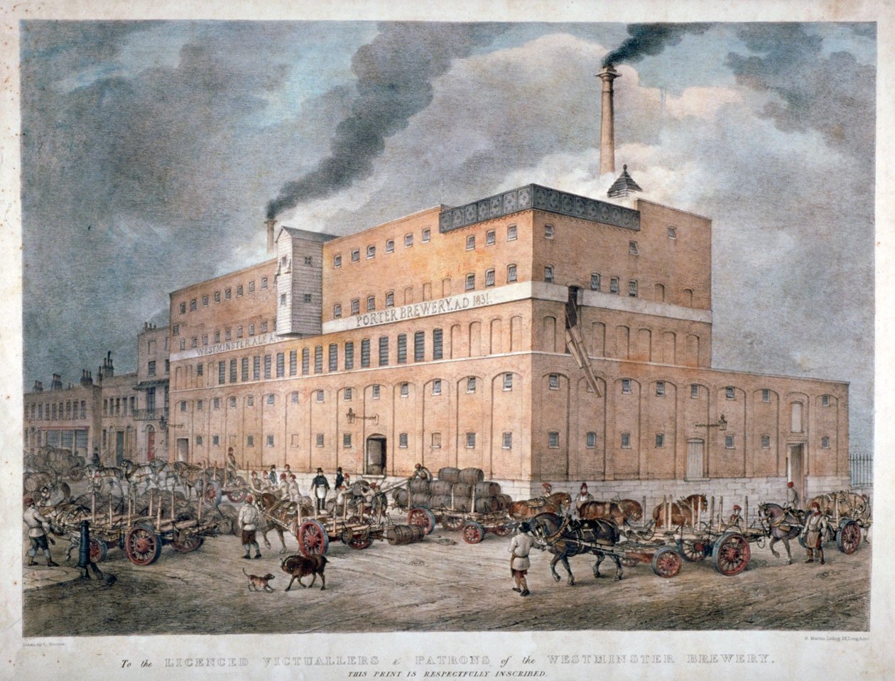 Westminster Ale and Porter Brewery on Horseferry Road ، لندن ، c1840. بواسطة سي وارن
