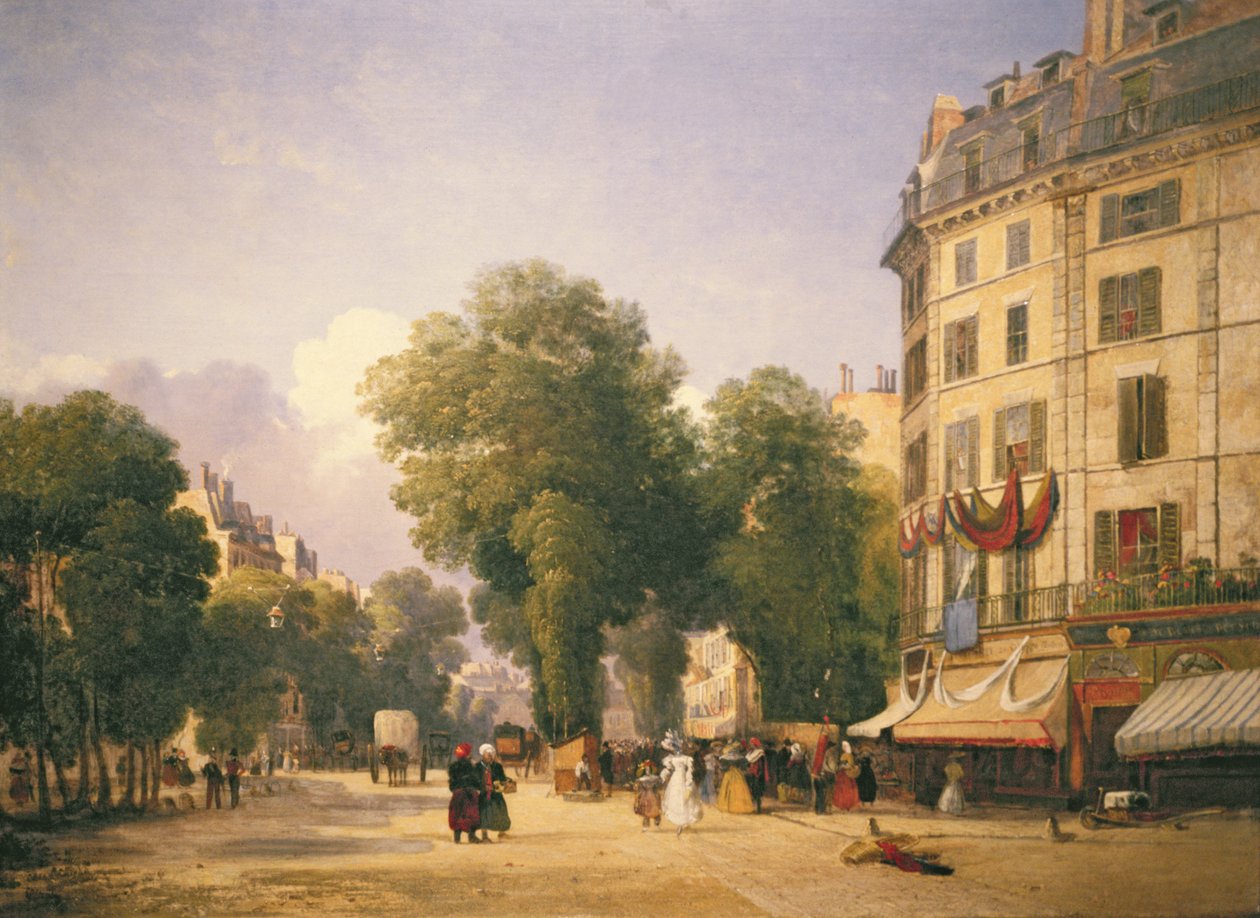 Boulevard des Capucines on the Corner of Rue de la Paix (الآن Place de lOpera) ، باريس ، 1829 بواسطة كاليب روبرت ستانلي