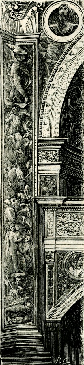 شريط Pilaster مزين من قبل Callisto Piazza (حوالي 1500-1561 أو 1562) ، Tempio Civico della Beata Vergine Incoronata (معبد مريم العذراء المباركة المتوجة) ، لودي ، لومباردي ، إيطاليا ، نقش خشبي بواسطة كاليستو بيازا