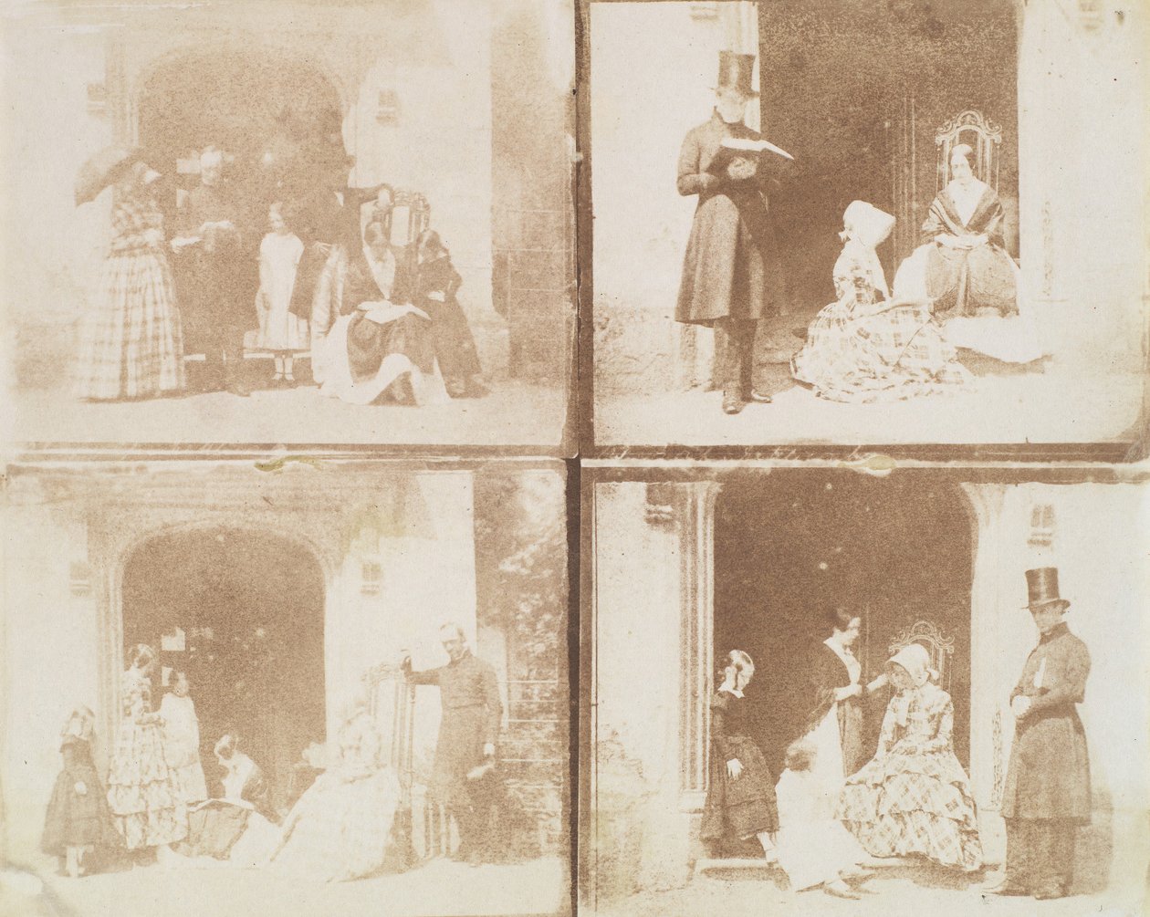 ورقة اتصال من أربع صور جماعية في مدخل ، كاليفورنيا. 1850. بواسطة كالفرت جونز