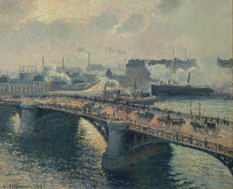 Pont Boieldieu في روان ، غروب الشمس ، طقس ضبابي بواسطة كميل يعقوب بيسارو