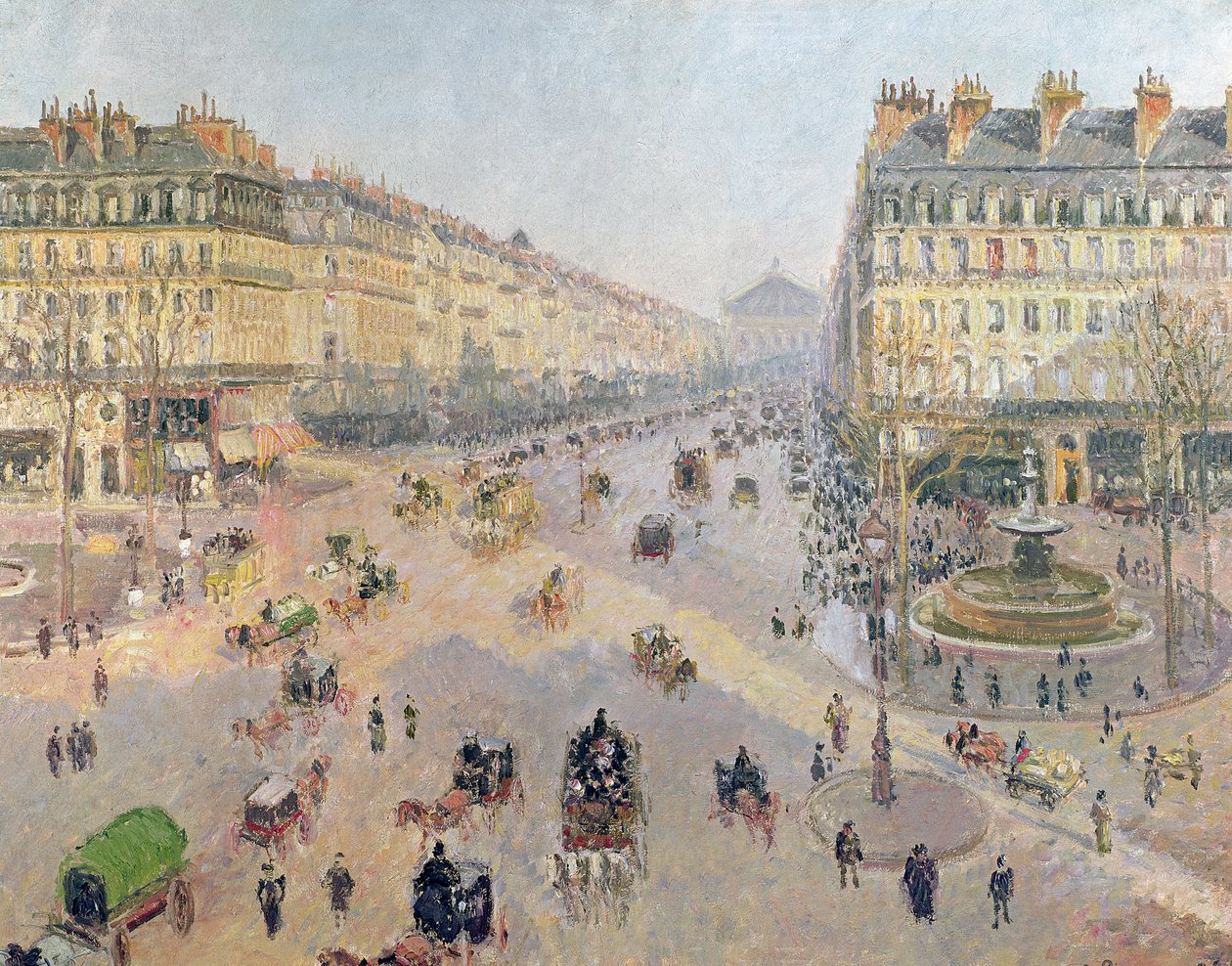 The Avenue de L&39;Opera، Paris، Sunlight، Winter Morning، c.1880 بواسطة كميل يعقوب بيسارو