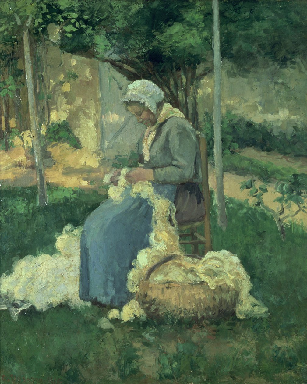 صوف تمشيط الفلاحين ، 1875 بواسطة كميل يعقوب بيسارو