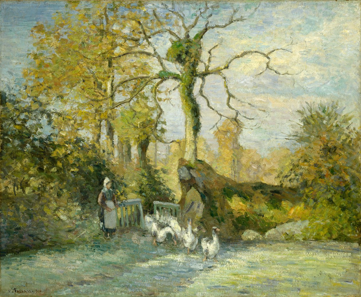 The Goose Girl at Montfoucault (White Frost) ، 1875 بواسطة كميل يعقوب بيسارو