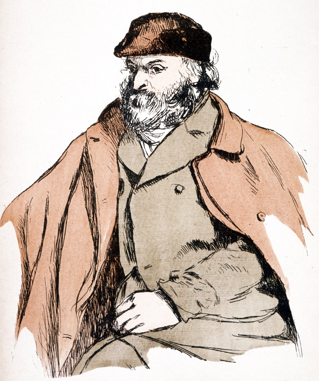 صورة توضيحية لبول سيزان (1839 - 1906) ، فنان فرنسي ورسام ما بعد الانطباعية. (نقش) بواسطة كميل (بعد) بيسارو