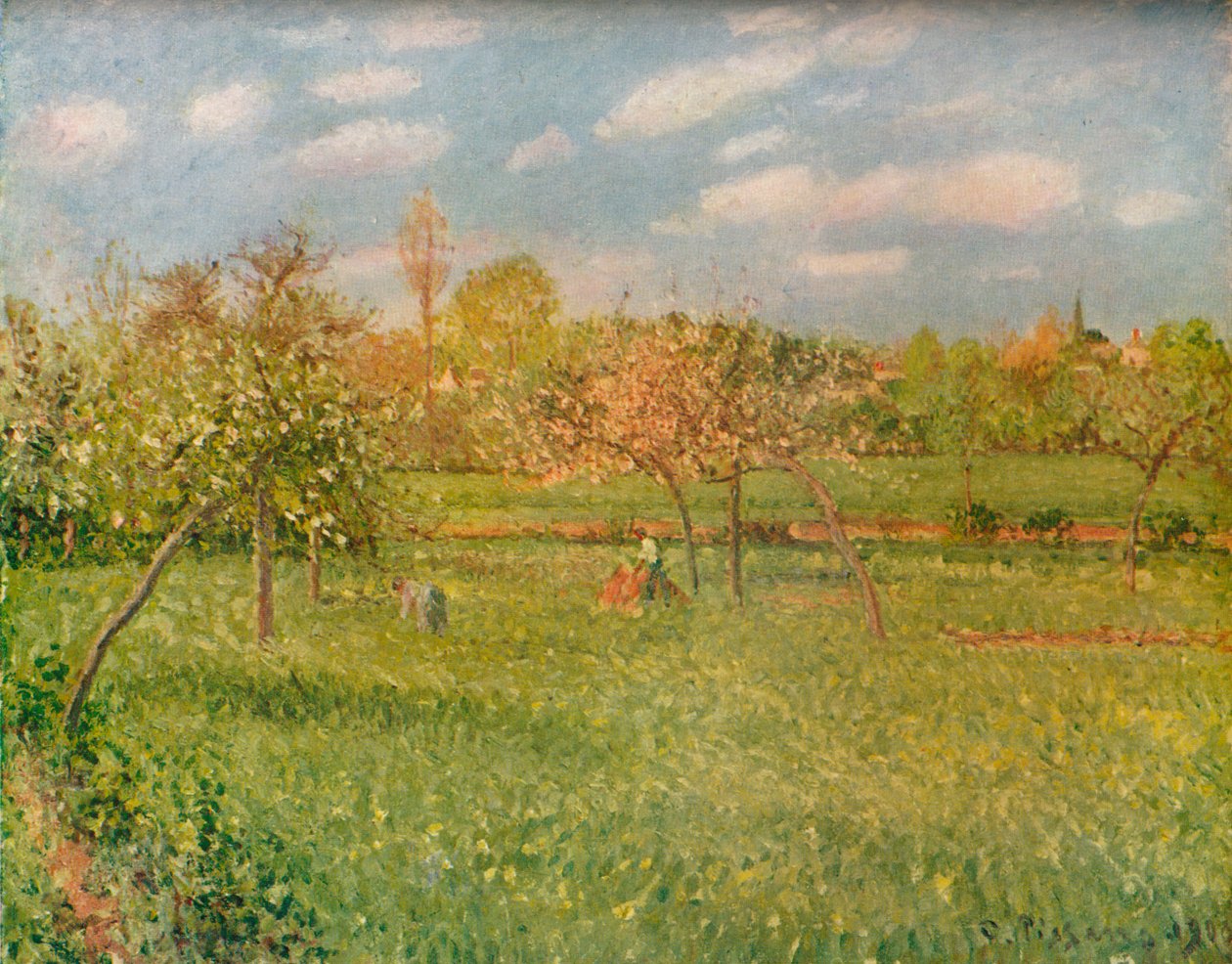 أشجار التفاح في Eragny ، Morning Sunshine ، c1896 بواسطة كميل يعقوب بيسارو