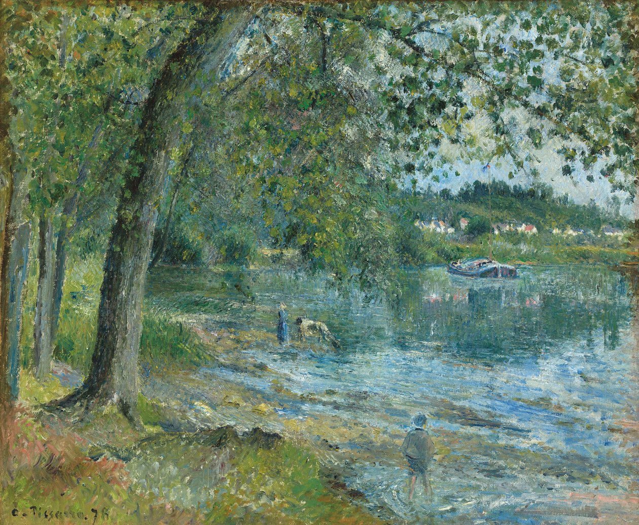 البنوك من Oise في Auvers-sur-Oise ؛ البنوك من Oise في Auvers-sur-Oise ، 1878 بواسطة كميل يعقوب بيسارو