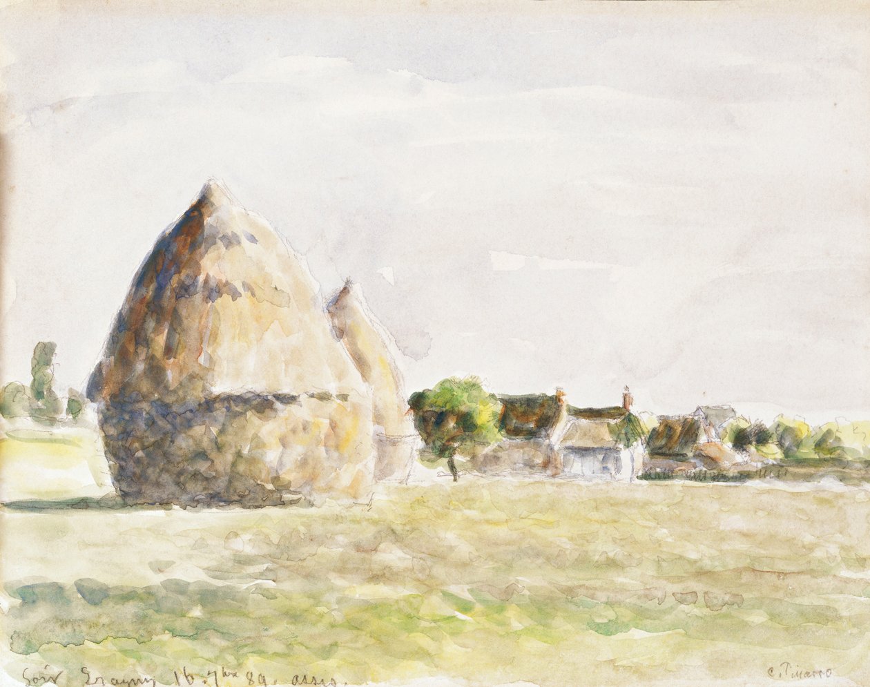 كومة قش ، مساء Eragny. كومة القش ، مساء Eragny ، 1889 بواسطة كميل يعقوب بيسارو