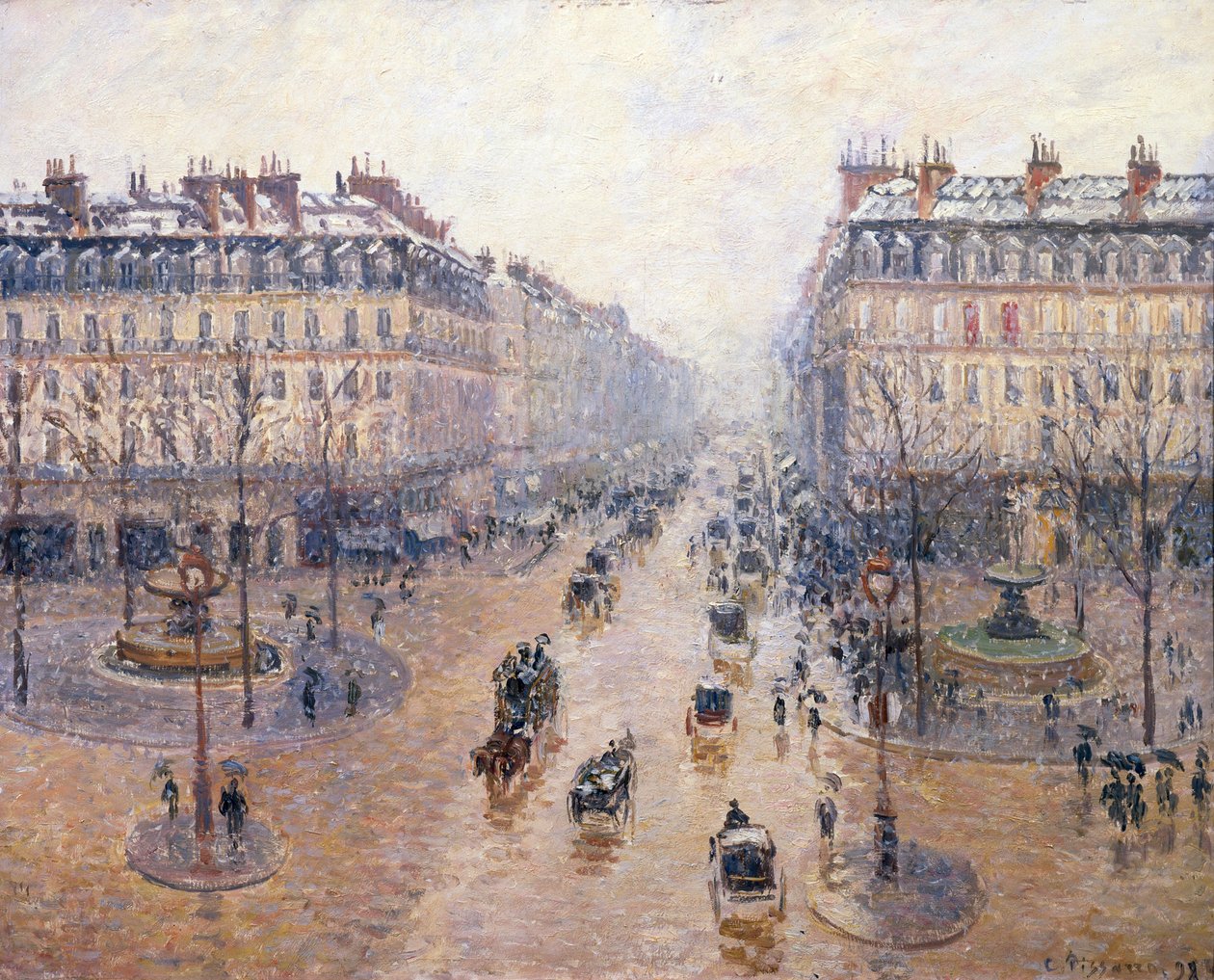 شارع الأوبرا. ثلج. صباح 1898 بواسطة كميل يعقوب بيسارو