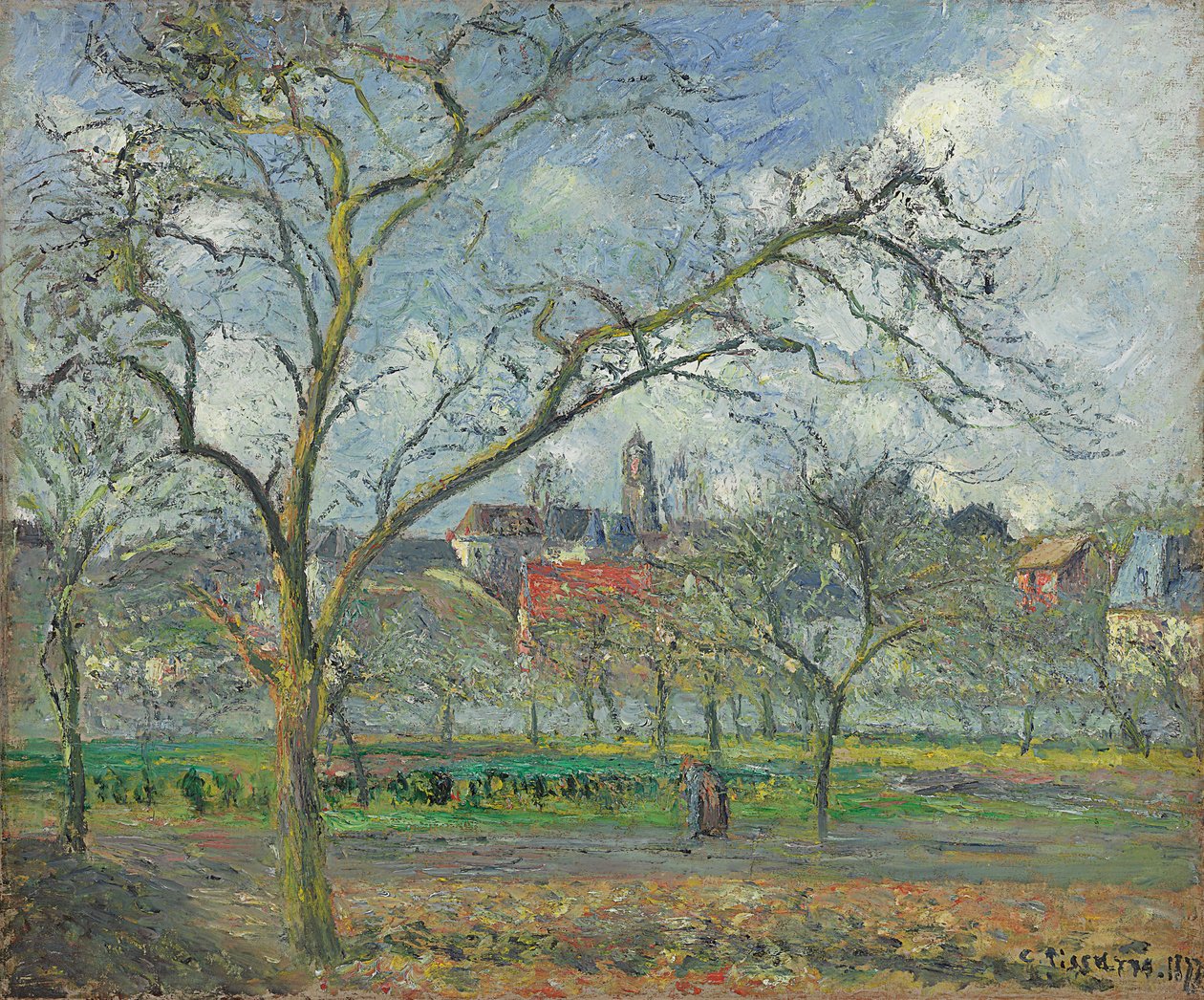 بستان في Saint-Ouen-l "Aumone في فصل الشتاء ؛ بستان في Saint-Ouen-l" Aumone في فصل الشتاء ، 1877 بواسطة كميل يعقوب بيسارو