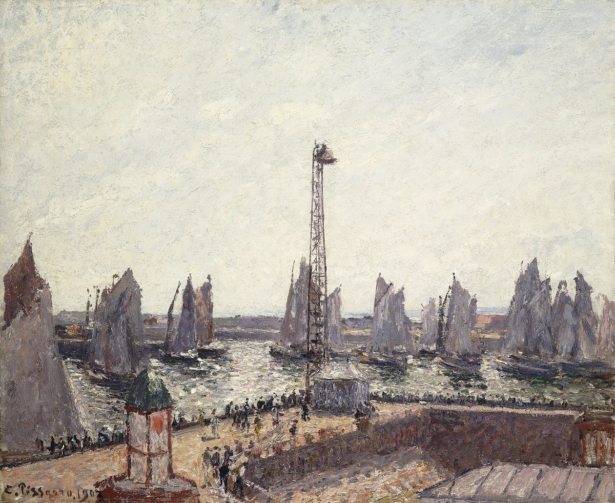الميناء الخارجي والرافعات ، لوهافر ؛ Foreport and Anse des Pilotes ، لو هافر ، 1903 بواسطة كميل يعقوب بيسارو