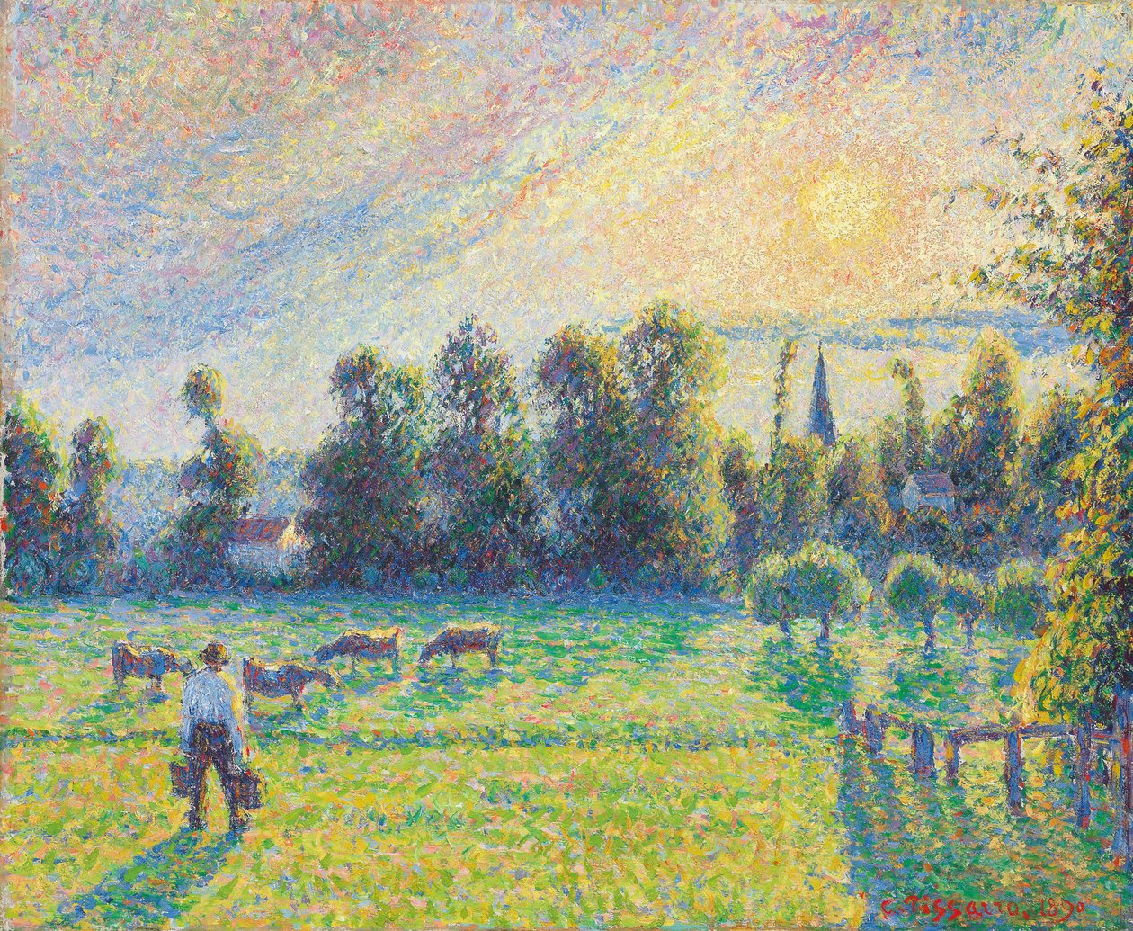 المراعي ، الغروب ، Eragny. المراعي ، الغروب ، Eragny ، 1890 بواسطة كميل يعقوب بيسارو